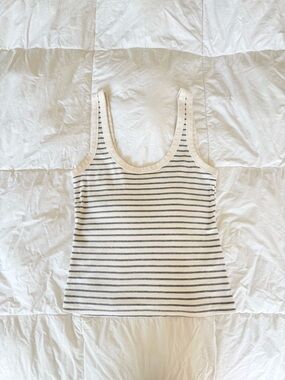 Abercrombie & Fitch Cream Tank with Grey Stripes